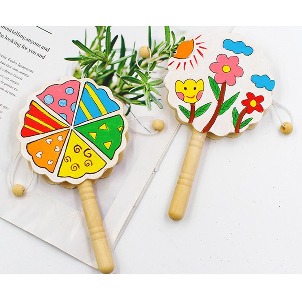 Houten onbeschilderde rammelaar pellet drum diy schilderij knutselen kinderen muzikaal speelgoed