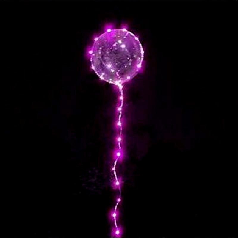 18 Inch Luminous LED Balloon With Stick Transparent Valentine Day Wedding Party Decoration Balloons NSV775: Pink