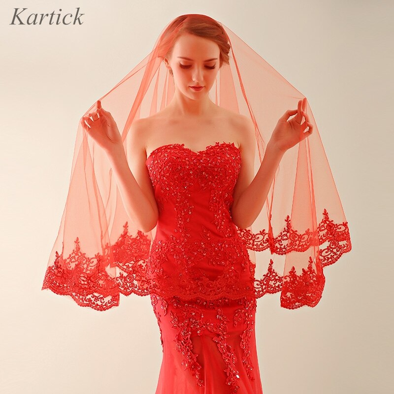 Brautschleier mit Applikationen Rand Neue Prinzessin Hochzeit Zubehör Elegantes Weiß/Elfenbein/verrotten Braut schleier