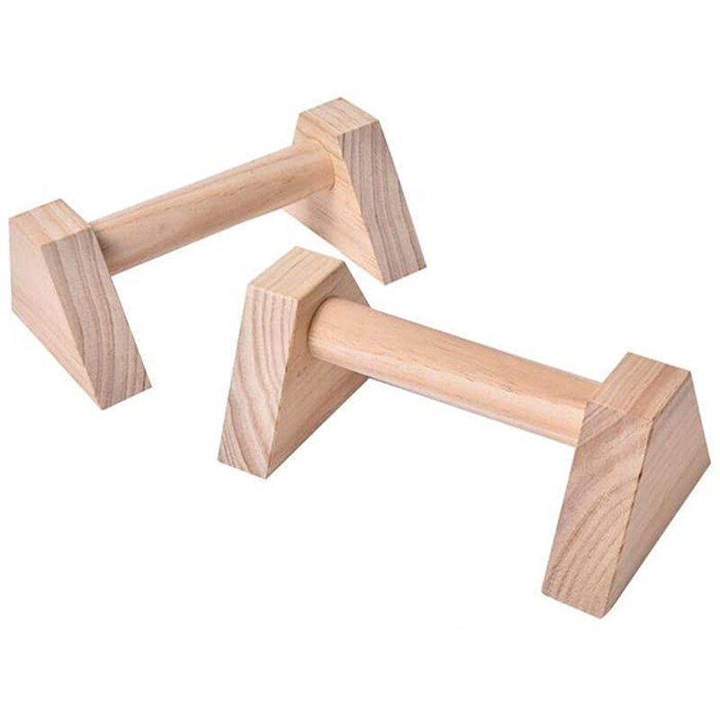 1 Pair Calisthenics Handstand Bar Wooden Fitness Exercise Tools Training Gear Push-Ups Double Rod Stand