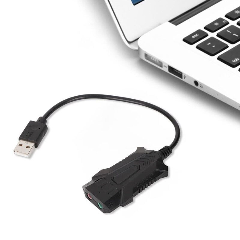 Portable USB Sound Card External USB to Earphone Microphone Interface Sound Card for Windows/Mac/Linux