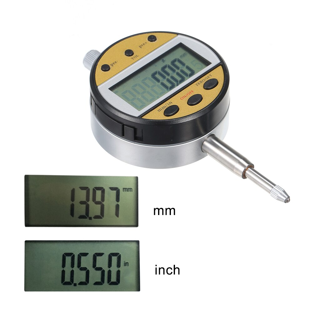 0.01mm Dial Indicator Gauge 0-12.7mm 0-25.4mm Metric Indicator inch mm Units Large LCD Screen USB Interface Digital Caliber Tool