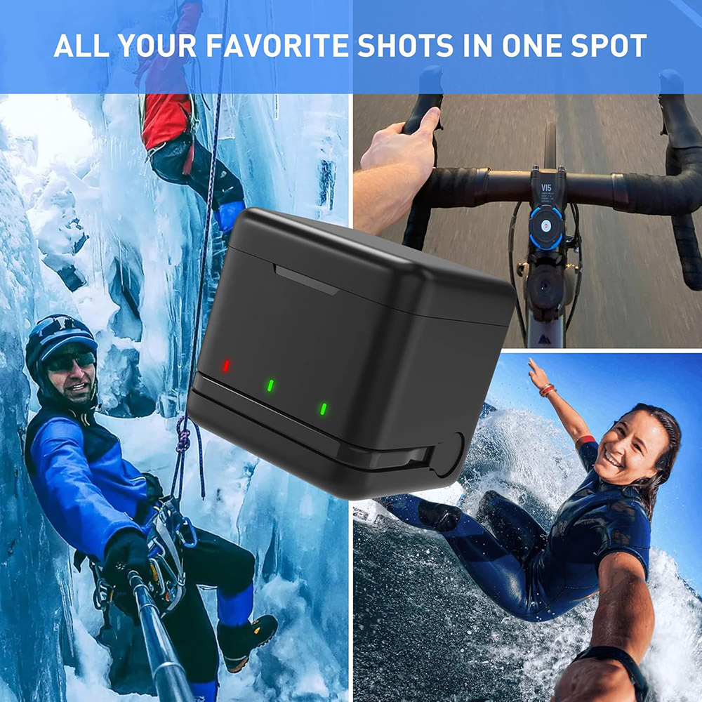 Batería GoPro Hero 5/6/7/8 y cargador rápido tipo C, batería de 1800 mAh para cámara de acción GoPro Hero 8 Hero 7 Hero 6 Hero 5 (batería GoPro completamente decodificada)