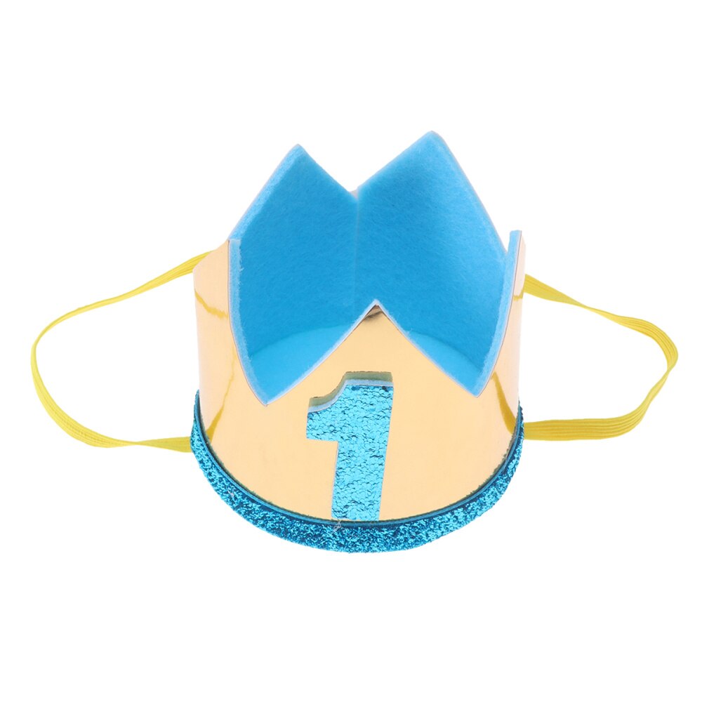 Adorable Baby Birthday Hats Kids Party Hats Crown Hairband Party Decorations (Dark Blue): Sky-blue
