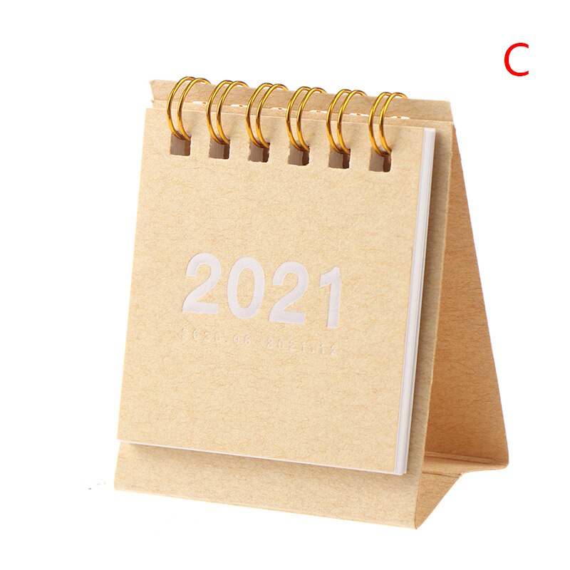 Mini calendário de mesa 2020 2021 criativo ornamentos trabalho portátil nota calendário plano de ano novo programação de volta à escola: C