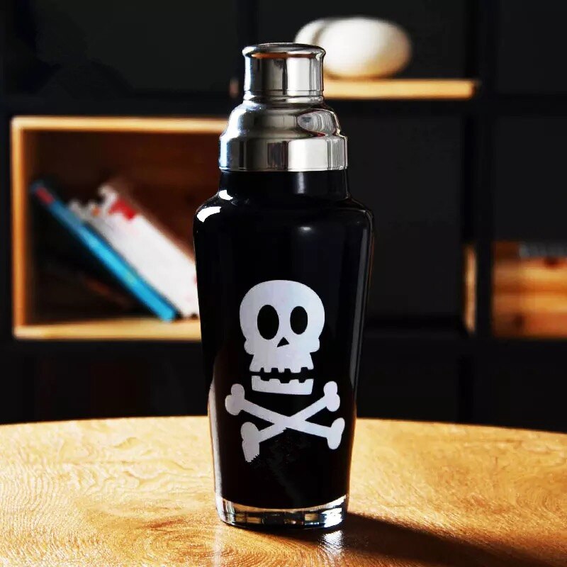 Deouny 1000ml glasaktig cocktailshaker retro trestegsmönstrad cocktail minibar bartending shaker bartender bartillbehör