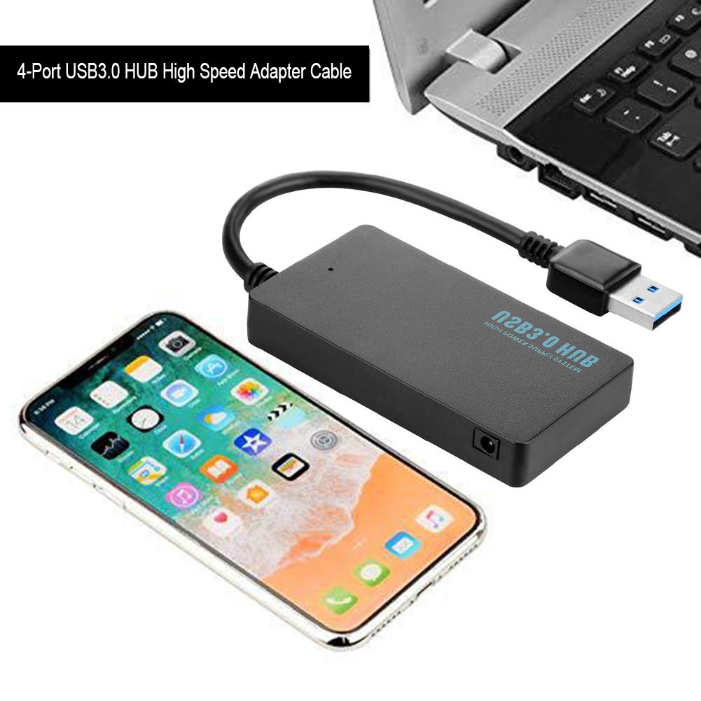 4-Port USB 3.0 Hubs with Indicator Light Portable Adapter Flexible Converter Energy Saving Splitter Computer Peripherals