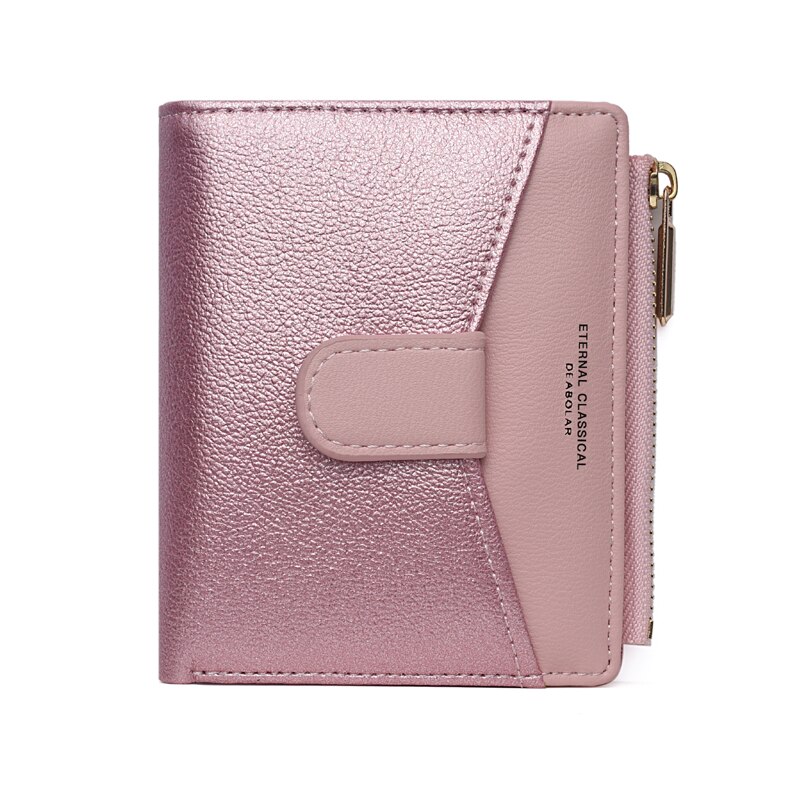 Deabolar doce mulheres magro bolsa de mão bonito fino couro feminino mini marca carteira ferrolho zíper titular do cartão carteiras para mulher: pink