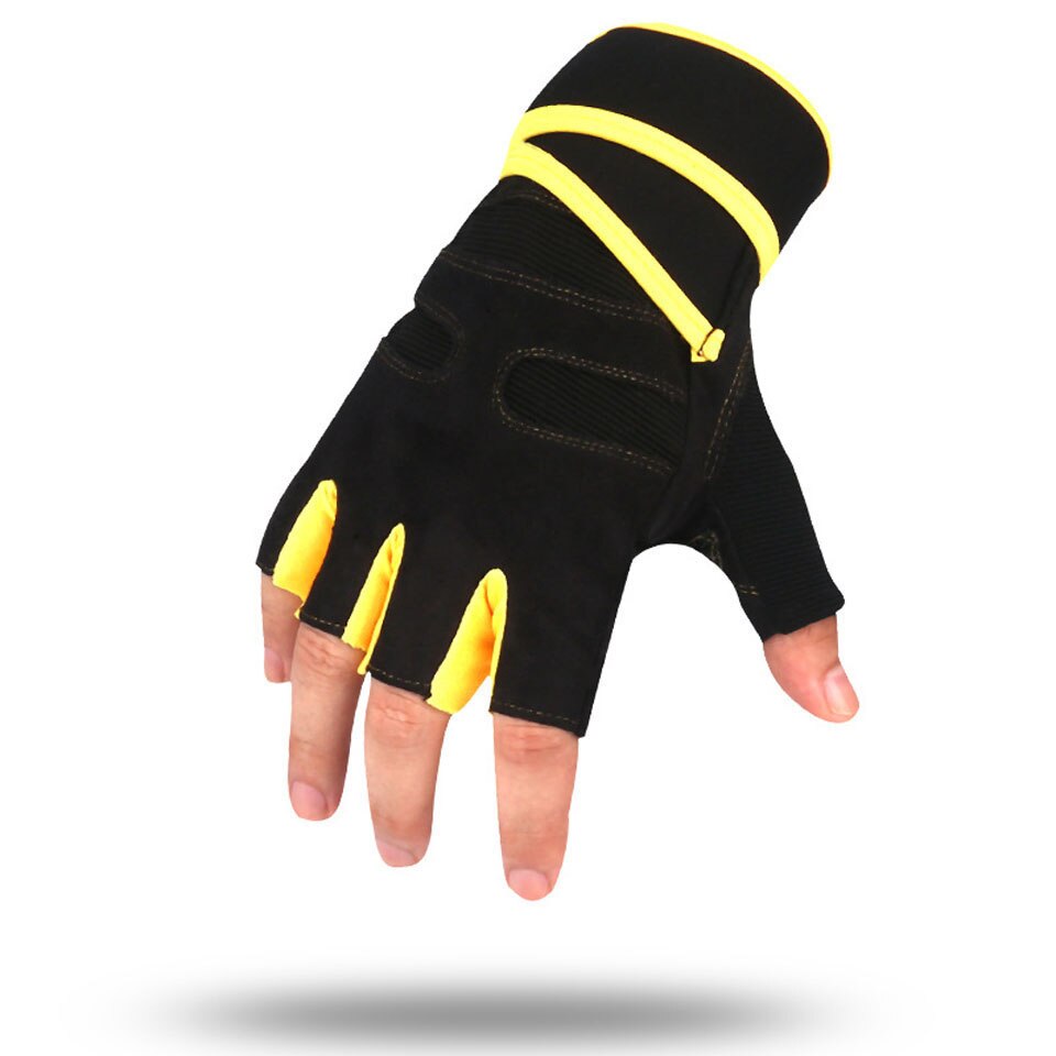 Gants durables pour gant de pêche demi-doigt tissus en Silicone de confort anti-dérapant pêche gants sans doigts: YELLOW / L