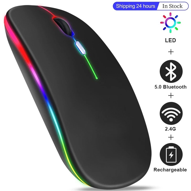 GTWIN RGB Bluetooth Mouse Rechargeable Wireless Mouse for Laptop iPad Macbook Computer Silent Mause LED Backlit Ergonomic Mice