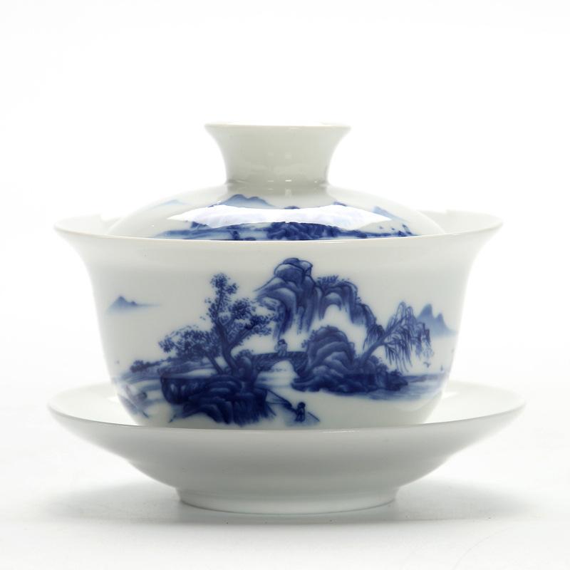 Chinese Traditional Gaiwan Teaware Set Ceramic Teapot Kettle Handpainted Gaiwan Set Porcelain Chinese Kung Fu Tea Set Tea Tureen: 2