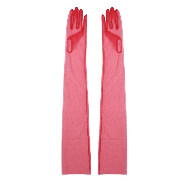 Luvas de tule transparente ultra-finas, luvas ultra longas cotovelo, acessório para tirar foto, dia das bruxas, moda feminina: Preto