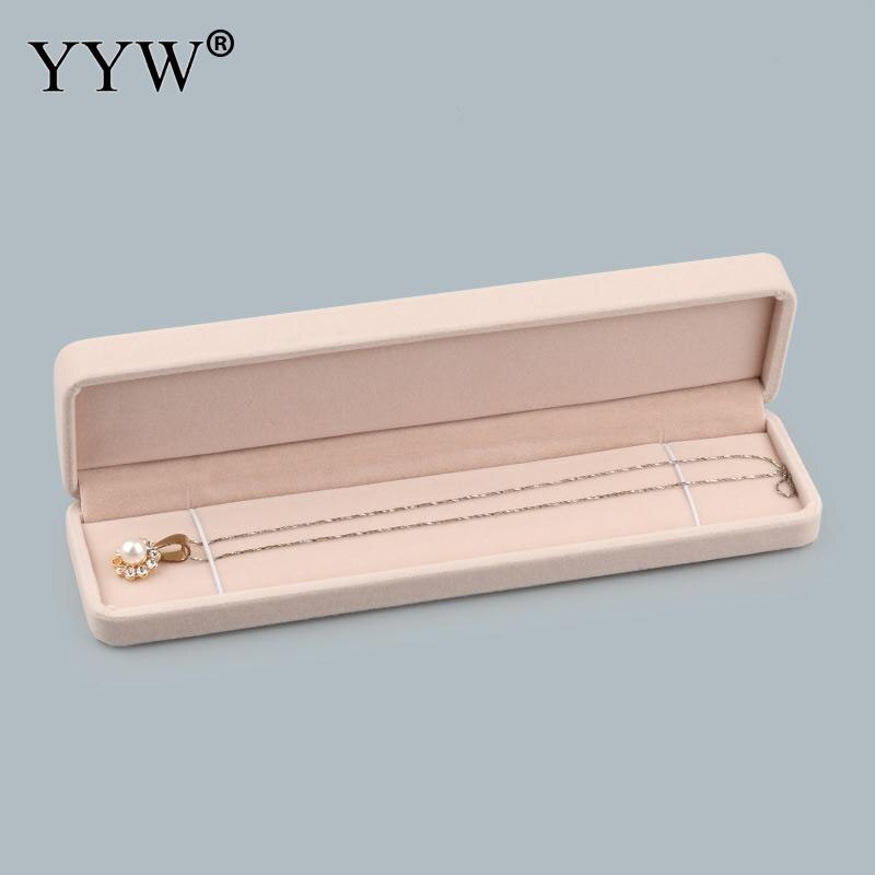 Caja de joyería de terciopelo rosa de lujo, pulseras, collares, anillos, pendientes, caja de embalaje para joyería, , caja de boda para mujer: h 220x55x25mm