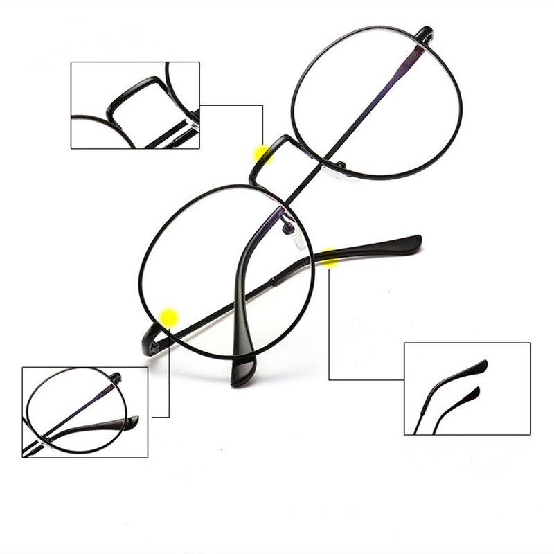 Anti Blue Ray Computer Glasses Men Women Anti Blue Light Eyeglasses Frame Metal Round Glasses Frames Woman Clear Lens