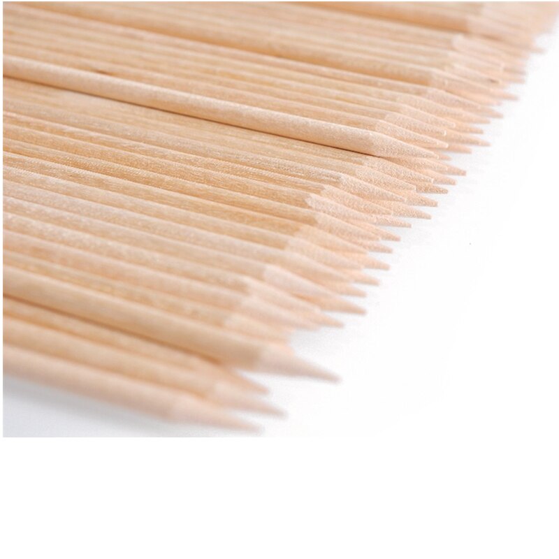 100Pcs Nail Dirt Cleaning Rod Nail Nail Professionele Cleaning Tools Nail Gereedschap Oranje Houten Stok