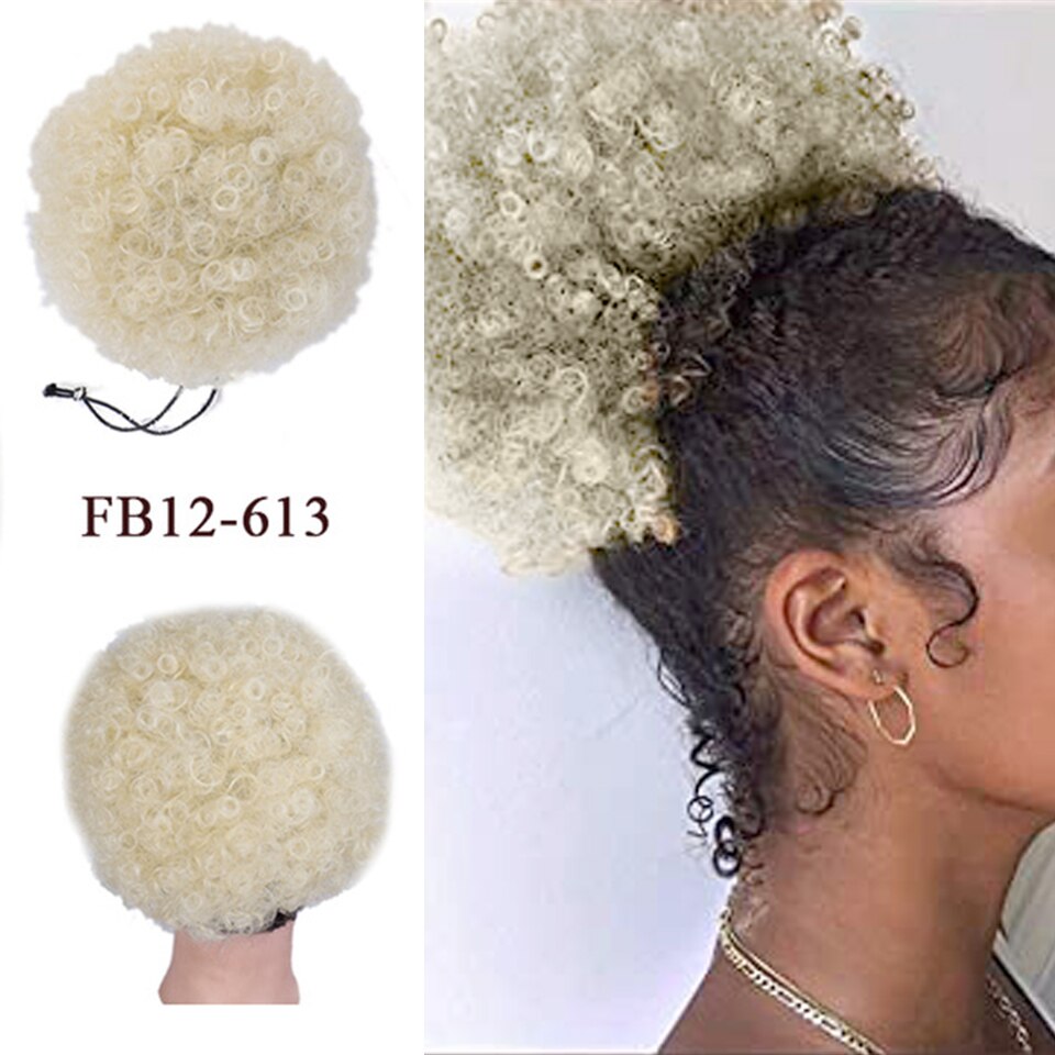 LUPU-Chignon de coiffure synthétique court | Queue-de-cheval Afro crépue bouclée et crépue avec cordon, résistant à la chaleur, en Fiber, pour femmes noires: 613