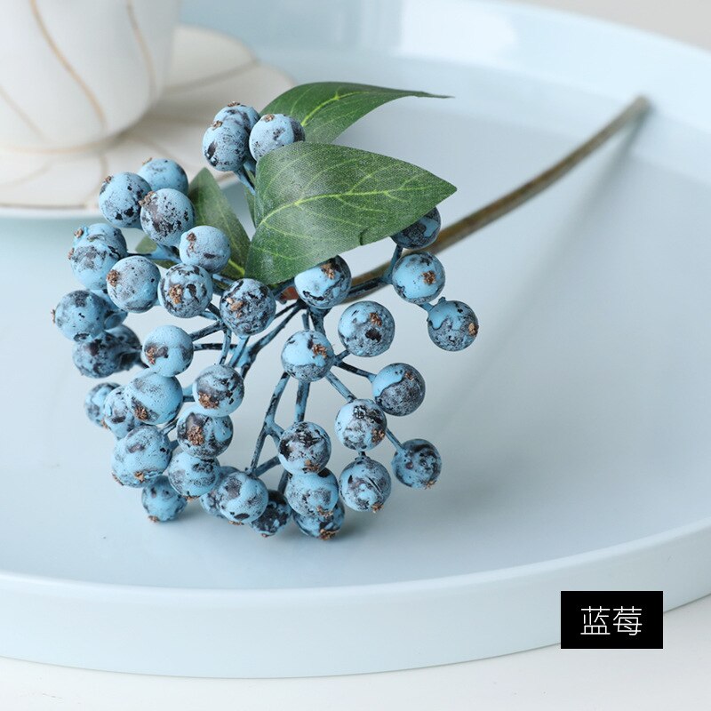 Conjunto de flores artificiales, set de 5 unids/set de racimos de frutas pequeñas para decoración de habitación, accesorios de arreglos florales de Navidad, bayas artificiales: 6