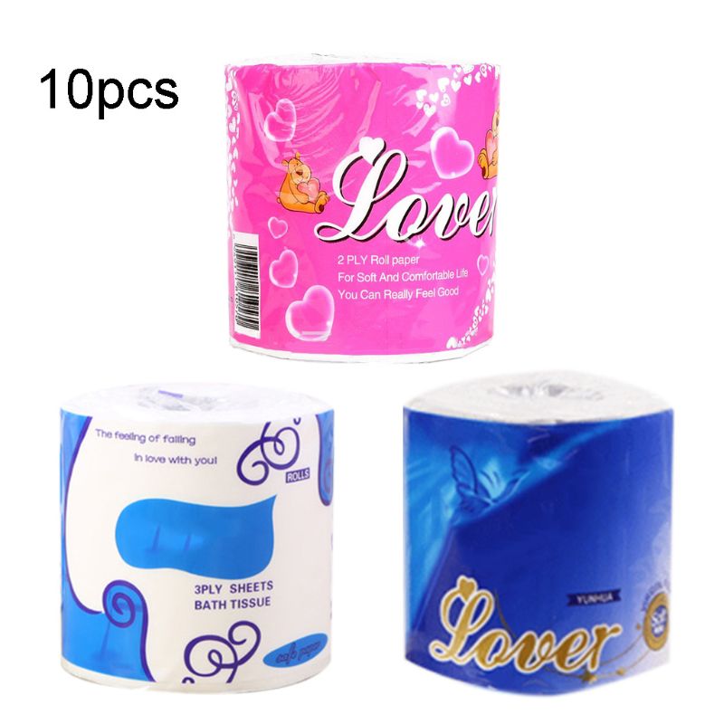 10 Rolls 3 Ply Home Toilet Paper Family Roll Paper for Hotel Housewarming 50JF