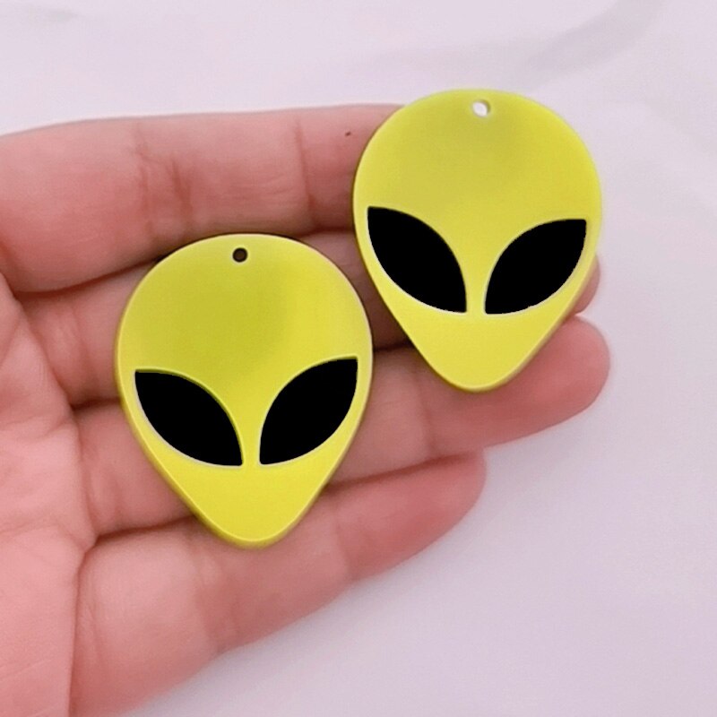 10 stücke Acryl Harz Nette UFO Außerirdischer Kopf Anhänger Für Halskette Armbinde Frauen Schmuck DIY Machen Reize: Gelb