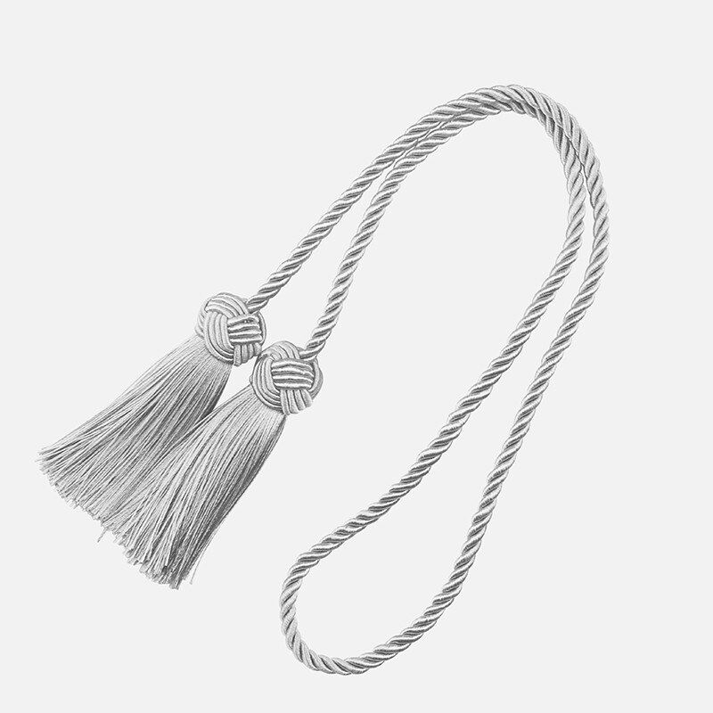 Curein – embrasses avec 2 glands à tête, Clips pour rideaux, attaches en corde, accessoires décoratifs pour la maison, 1 pièce: Gris clair