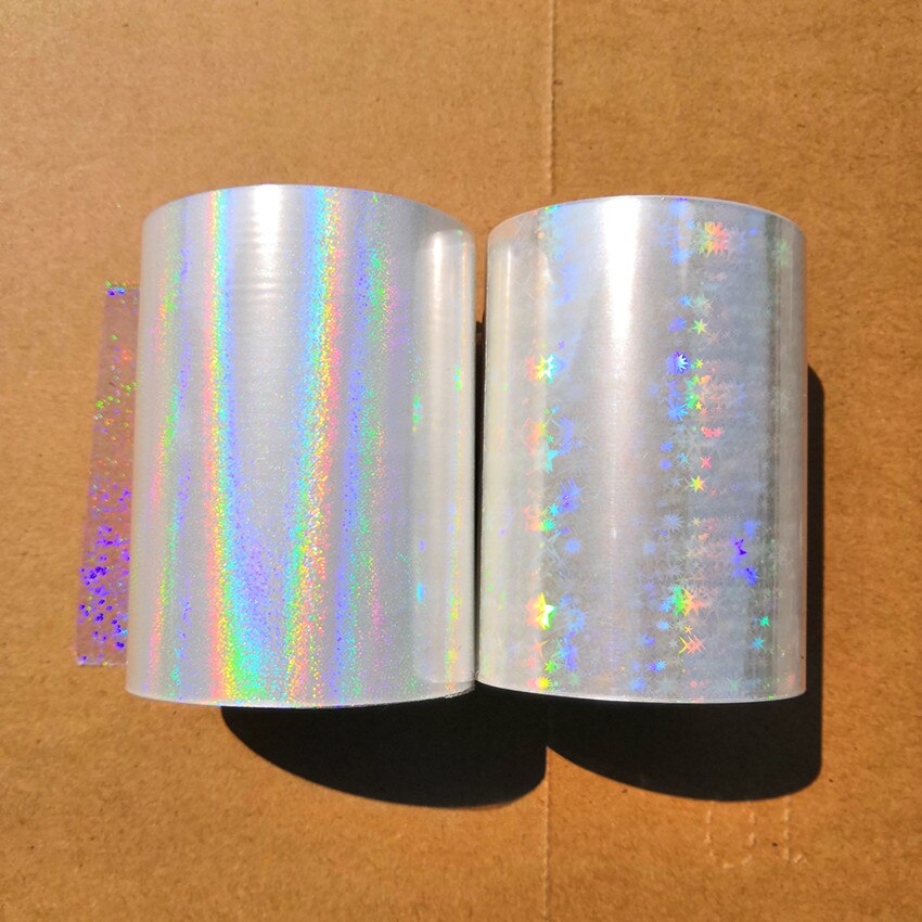 Two rolls Transparent holographic foil stamping foil press on paper or plastic 8cm x120m heat stamping film: starY25 (8cm x 120m)