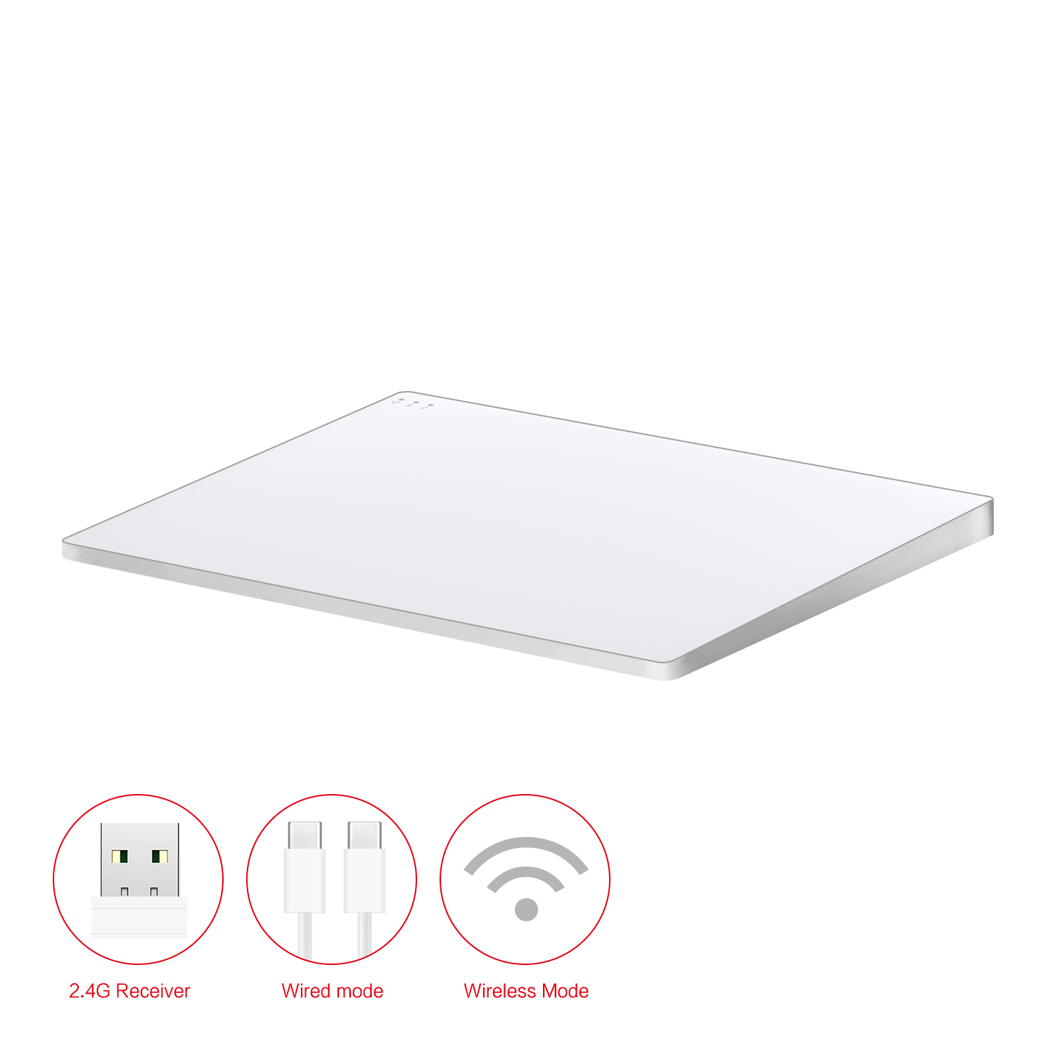 Draadloze TrackPad Touchpad 2.4G Multi-Touch TrackPad Muis Type-c Bedraad Trackpad voor iPad OS MacBook Air Pro iMac Magic Trackpad: WIT