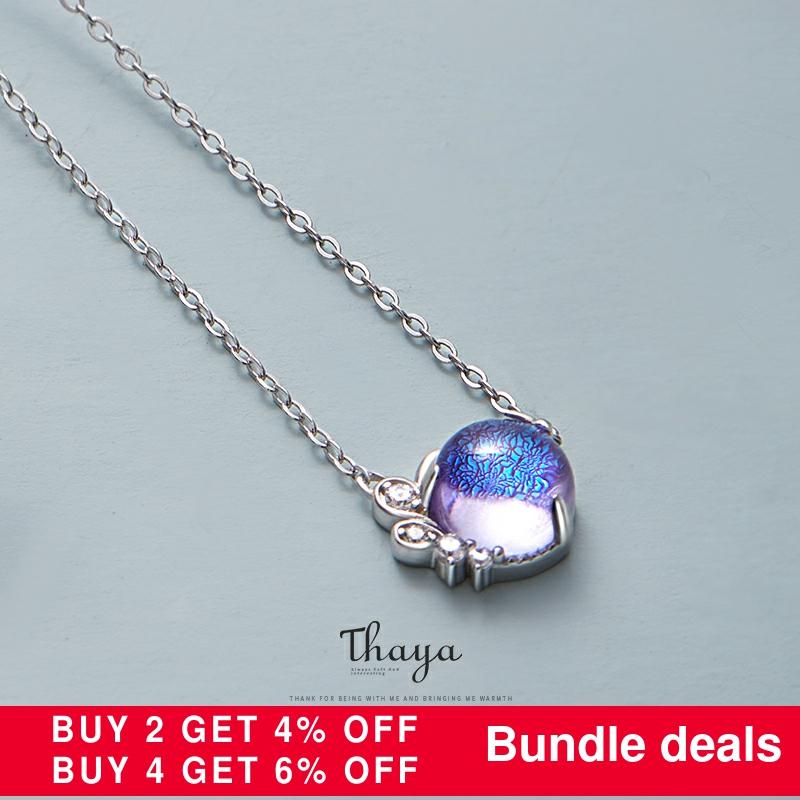 Thaya prata 925 jóias bohemia design original provence colorido gargantilha 925 prata esterlina para mulheres fino roxo jóias presente