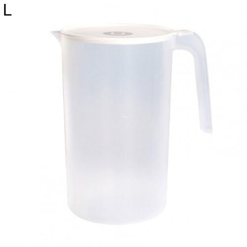1Pcs Plastic Cold Water Bottle Handle Pitcher Large Capacity Easy to Clean Plastic Straining Pitcher for Water Juice Container: White 2500ml