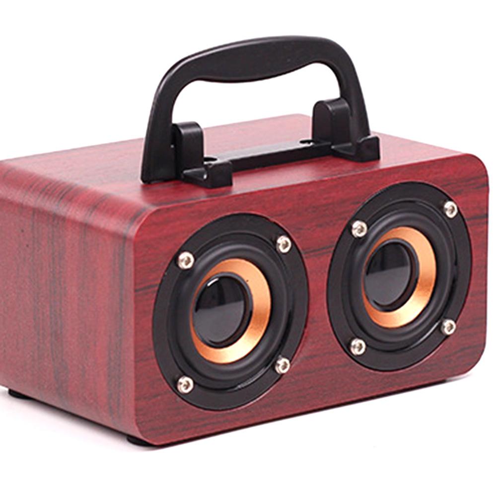 Retro Wooden Wireless Desktop Bluetooth Speaker Phone Holder USB Rechargeable Portable Convenient Durable Stereo Bass Player