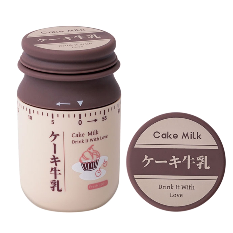 Japanese Milk Bottle Shaped Kitchen Timer 60 Minutes Mechanical Wind-Up Time Manager Studying Countdown Reminder Bell