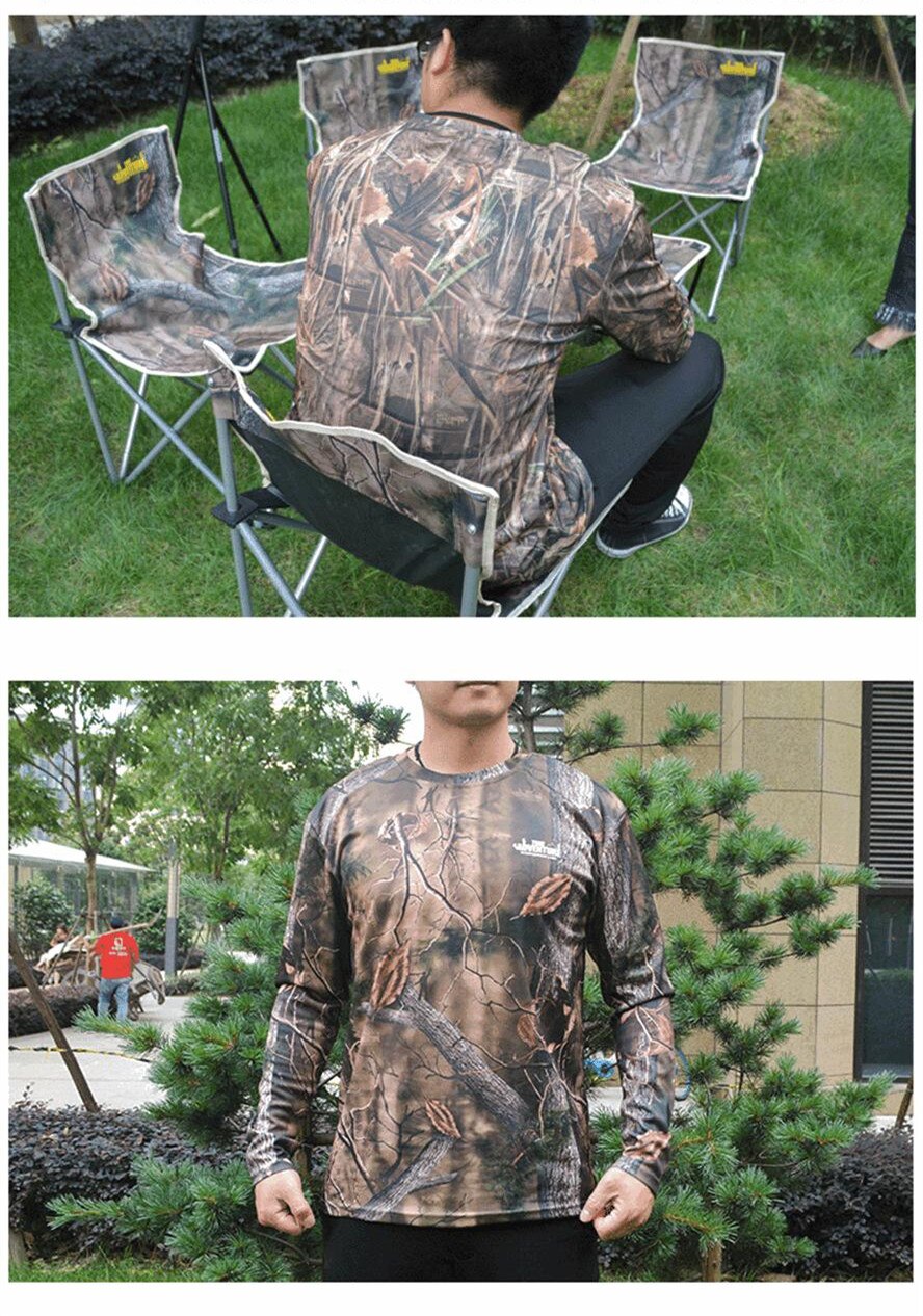 Jungle camouflage t-shirt jagt skyde t-shirt hurtigtørrende langærmet fuglekiggeri fiske klud bionisk camo ghillie klud