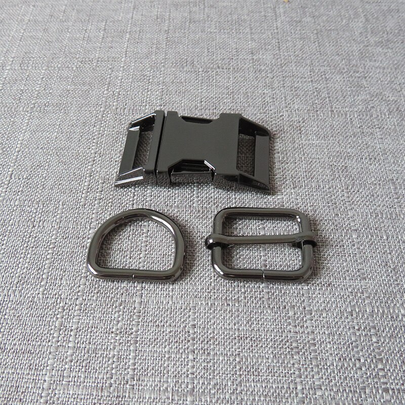 10 Sets 25 Mm Heavy Metal D Ring Richter Riem Bandjes Slider Release Gesp Snap Sluiting Voor Paracord Halsband diy Accessoires: Gun Black
