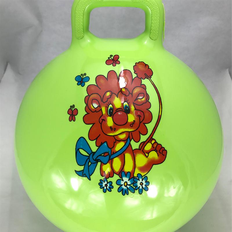 1pc Bouncing Ball Inflatable Exercise Ball Jumping Ball Cartoon Pattern Handle Ball for Kids Children (Random Color and Pattern)