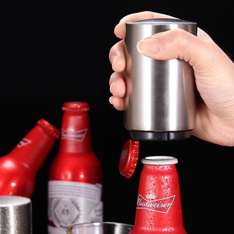 Øl proptrækker flaske magnetisk åbner automatisk værktøjs bar ktv fest drikke gadget rustfrit stål bærbar presse låg åbnere