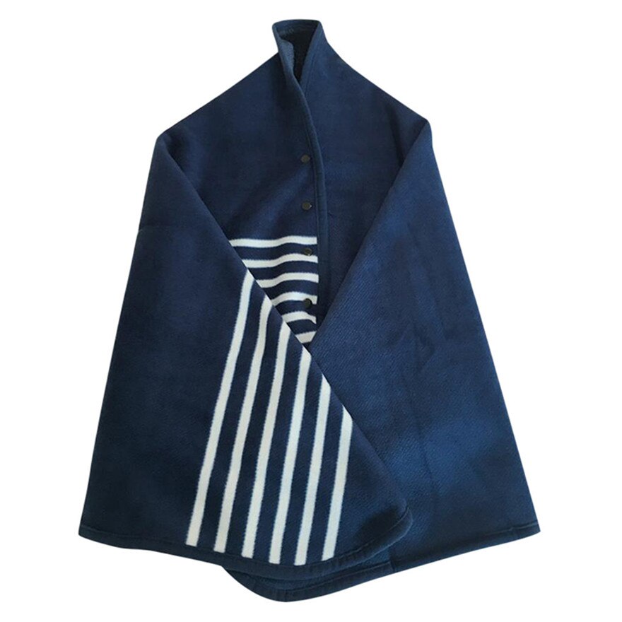 Plaid warm flanel + polar fleece deken kantoor benen knie gooi lui Wrap shawl wearable dikke deken met knop # wqy516: 3