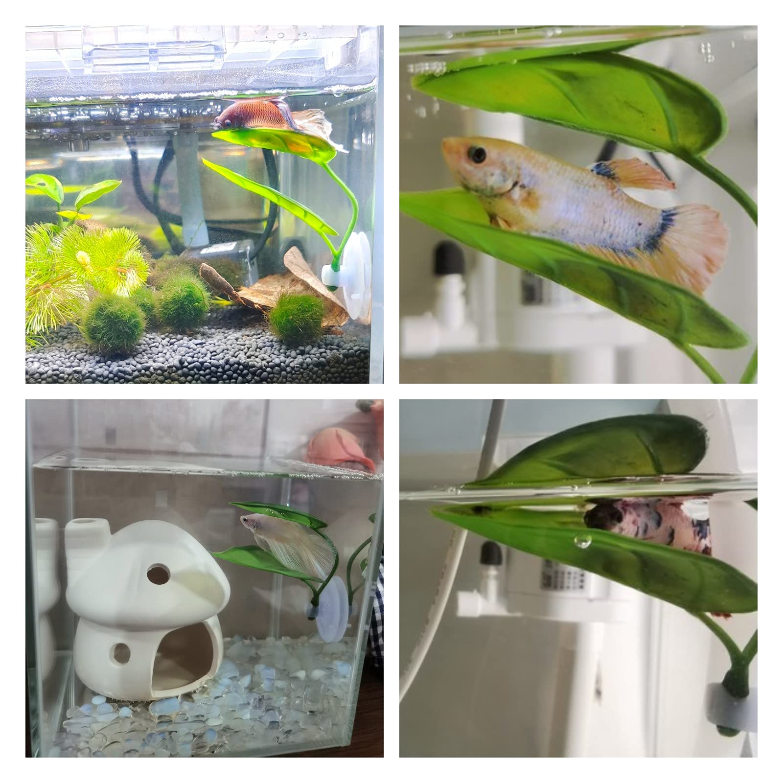 Decoración de pecera para mascotas, Betta, relajación, plantas de juego, hoja, decoración de acuario, peces, Spawning, hamaca de hojas artificiales ornamental
