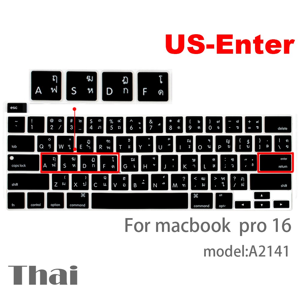Für macbook Profi 16 tastatur Abdeckung Laptop Schutzhülle Film Profi16 zoll A2141 SILIKON tastatur abdeckung russisch Französisch Spanisch Anzeige: uns-Eintreten thailändisch
