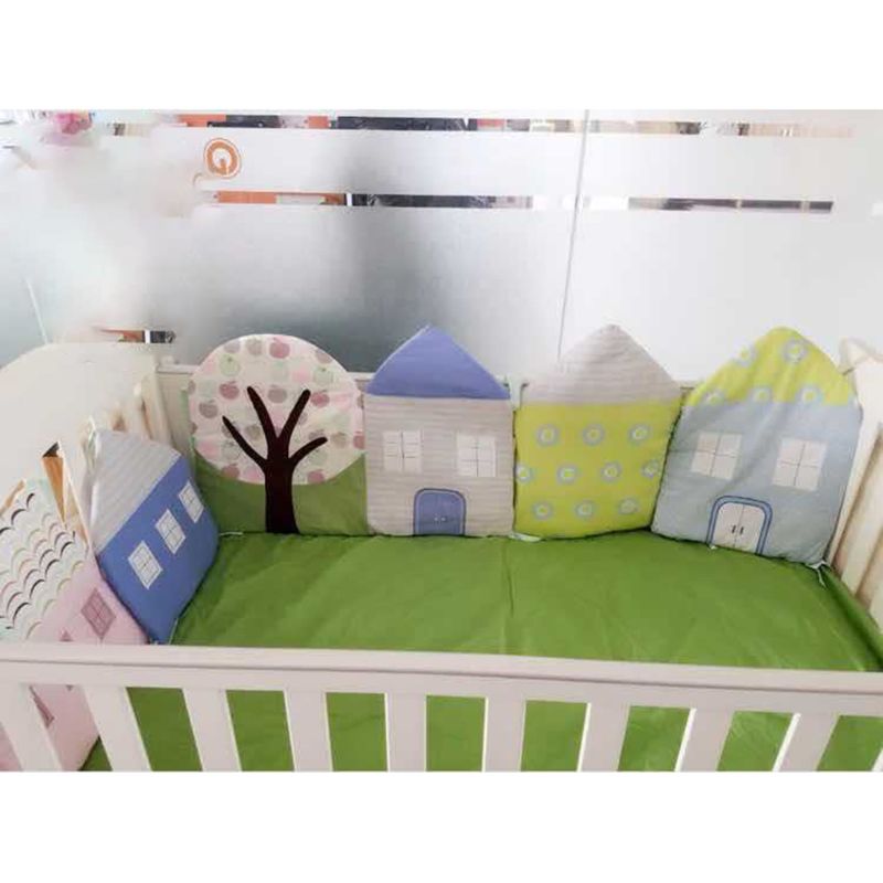 30x30cm Baby House Shape Bumper Crib Breathable Cotton Liner Pillow Infant Cradle Pad Newborn Cot Safety Sleep Protector