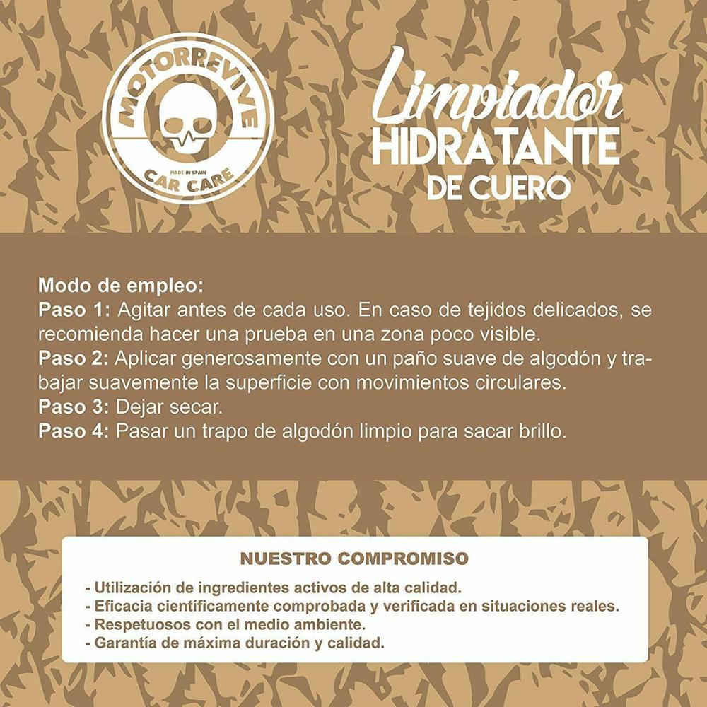 Limpiador Hidratante De Cuero y Piel 400 Ml Motorrevive Gran Ingredientes Activos, Fácil Uso