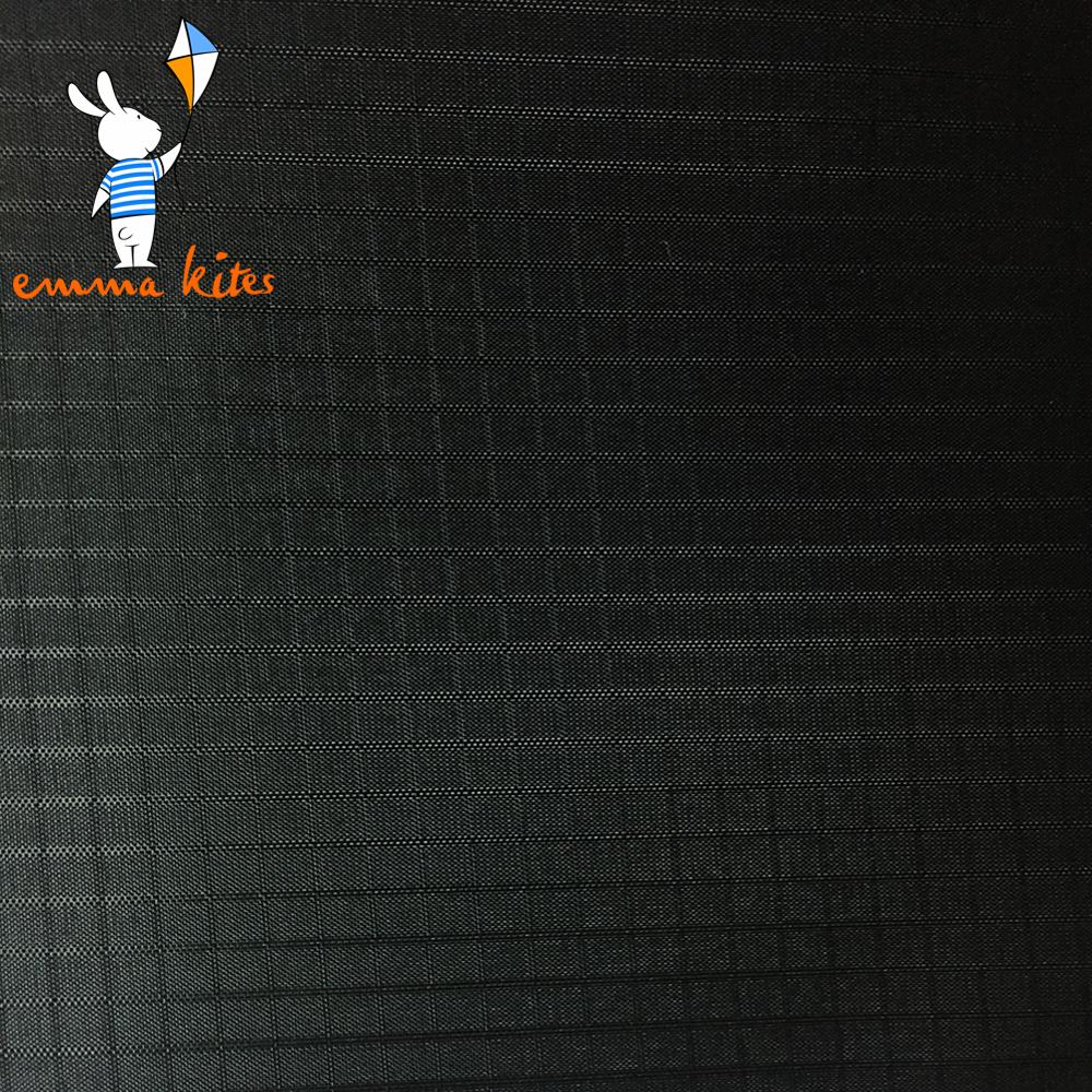 Black 40D Ripstop Nylon Fabric 46g/sqm PU Coating Lightweight Water Repellent Cloth for Bag Kite Flag Banner
