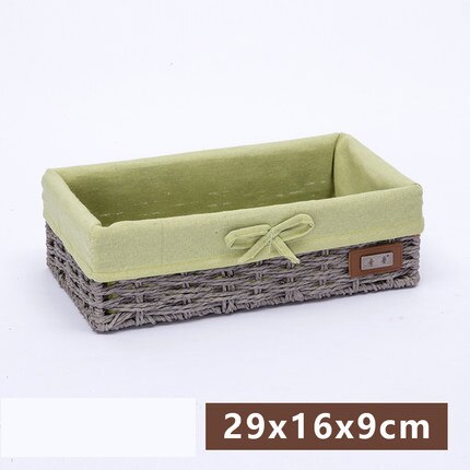 Panier de rangement en rotin avec paille, panier en tissu imitation boîte de rangement de bureau, boîte de rangement des clés tressée: 10