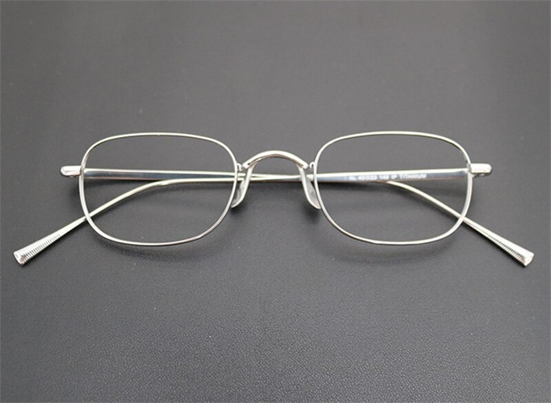 Japanese Square Handmade Lightweight Glasses Small Frame for women Blue Blocking Eyewear Men Eyeglasses Titanium oculos de grau: Silver