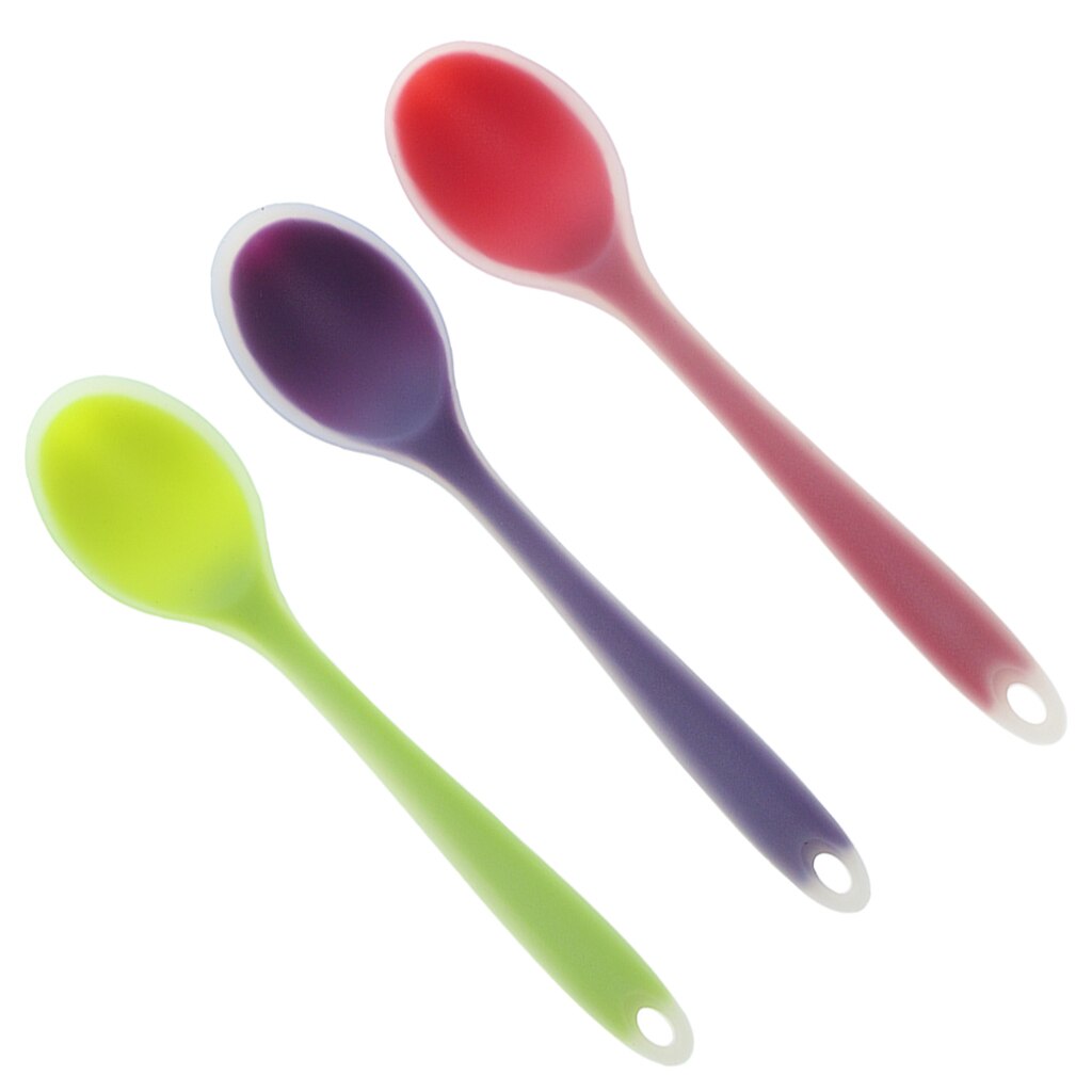 3 stücke halb-transparent Silikon Löffel Suppe Löffel Kaffee Milch Teelöffel