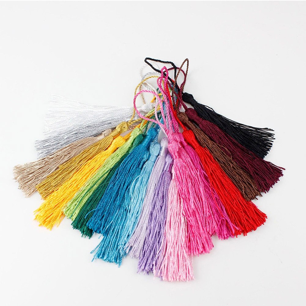 10Stck gemischte farbe 13cm Hängenden seil Seide Quasten Randbereich näHenne Knall quaste trimmen schlüssel quasten für DIY Verschönern vorhang zugang