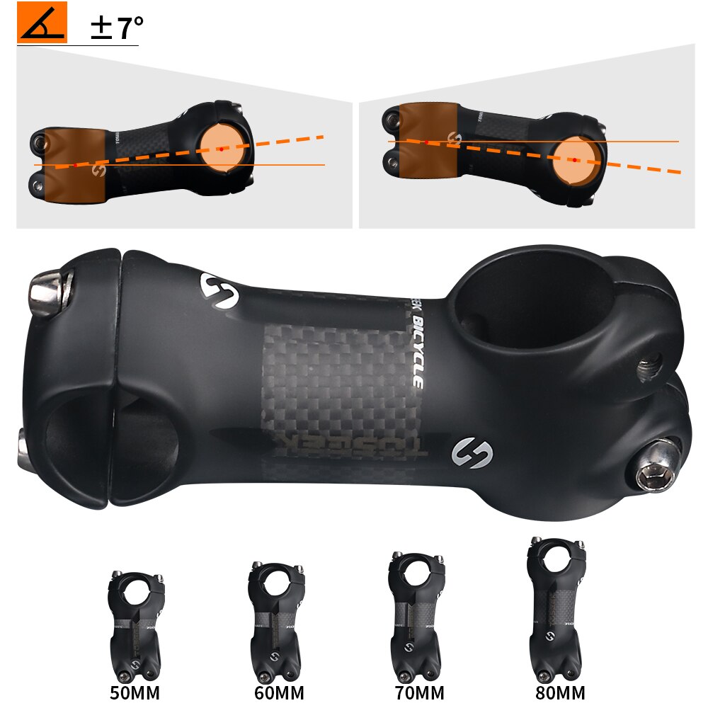 Attacco manubrio in alluminio al carbonio con attacco manubrio in alluminio diametro 25.4mm lunghezza 50mm 60mm 70mm 80mm per parti di bici per bambini MTB strada