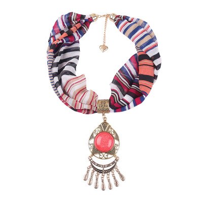 NEUE Anhänger Halsketten Chiffon Schmuck Schal Frau/Damen Jahrgang Lange Quaste Halsband Schal Boho Foulard Weibliche: 1