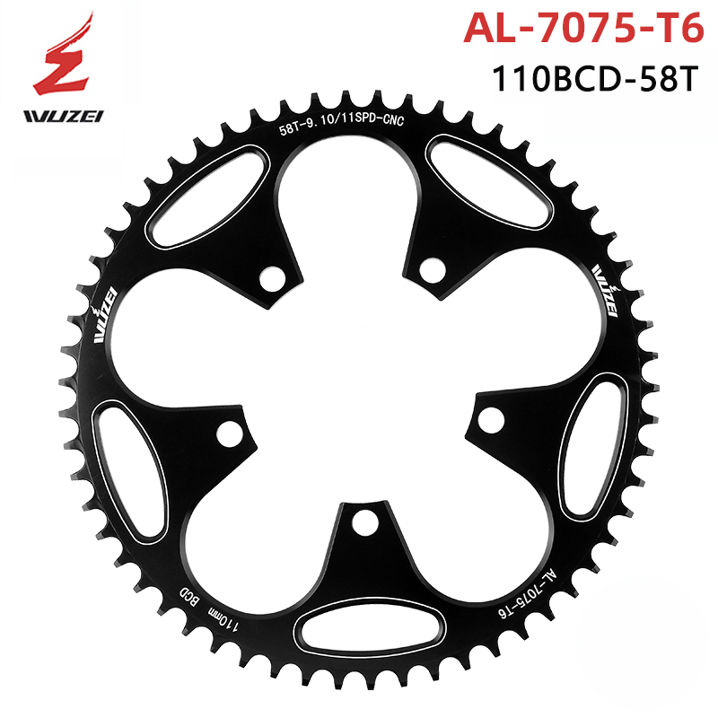 110 130 BCD bicicleta de carretera 5 pernos bielas de bicicleta plegables 36T 38T 40T 42T 46T 50T bielas estrechas de estrella ancha para bicicleta de una sola velocidad: Negro