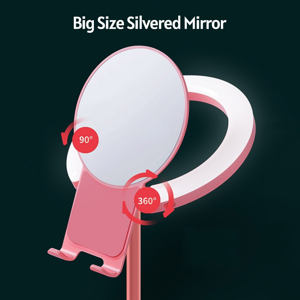 LED Ring Light Desktop Makeup Lighting with Stand Big Mirror Cellphone Holder Soft Beauty Effect Ringlight for Selfie Video