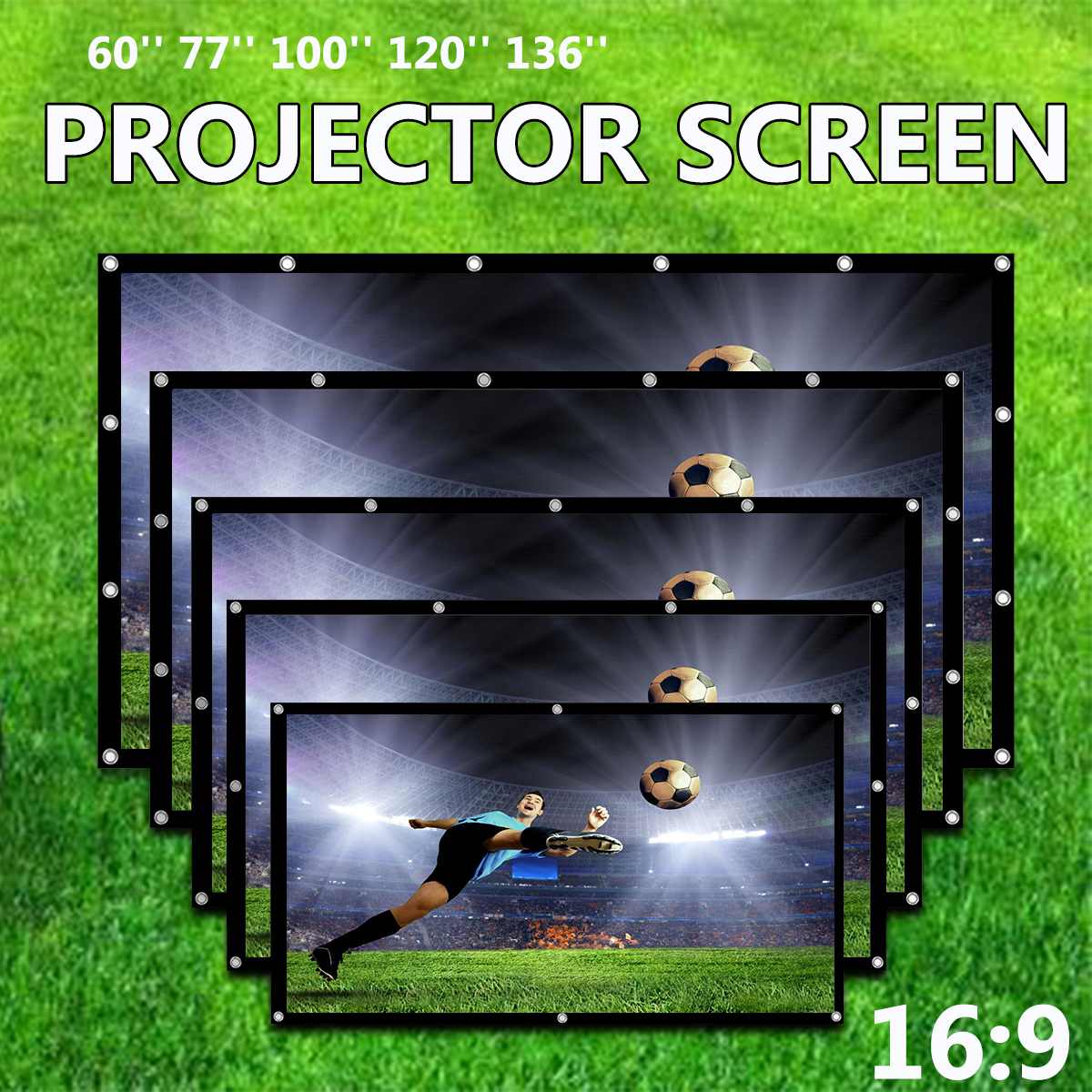 60/77/100/120/136 Inch 16:9 Portable Projector Screen Foldable Projection Screen Front Rear Home Theater Movie Projector Screen