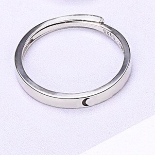 1PC Minimalistische Zilveren Kleur Zon Maan Open Ring Voor Vrouwen Mannen Liefhebbers Unieke Carving Crescent Engagement Wedding Ring Sieraden r57: Moon yue liang